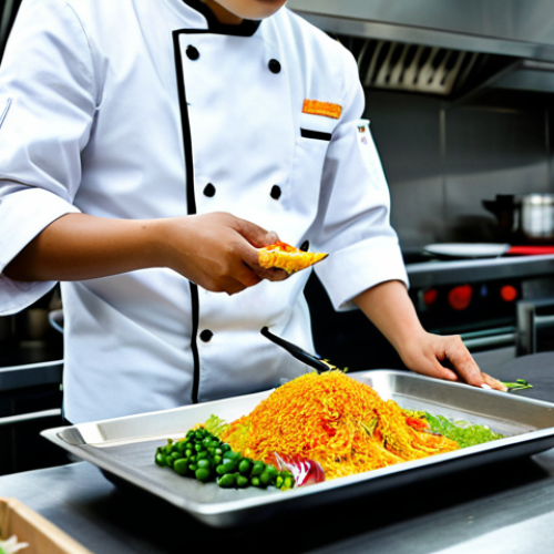 Home 11 "A professional Thai chef in a modern, stainless steel kitchen, fully clothed in a chef's uniform, preparing a dish with vibrant, colorful ingredients. The focus is on utilizing traditional Thai fermentation techniques with modern presentation. Safe for work, appropriate content, perfect anatomy, natural proportions, professional food photography, high quality, modest attire, well-formed hands, proper finger count."
