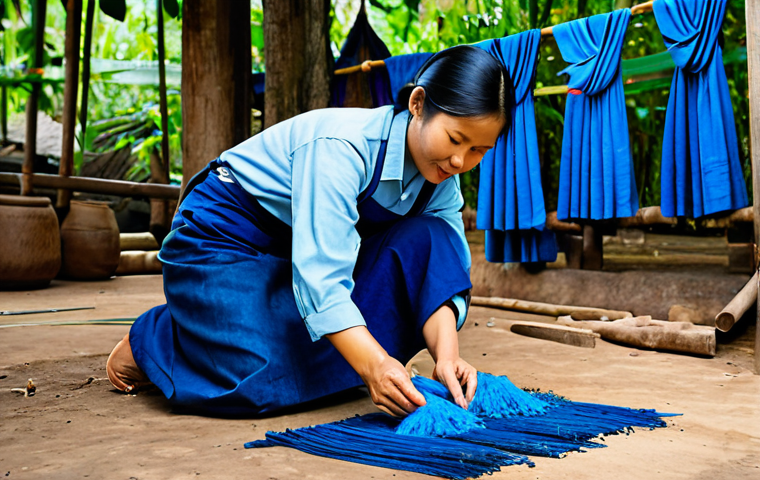태국의 전통 옷감 종류 - Northern Thai Cotton Weaver**

"A skilled artisan, fully clothed in modest clothing, weaving traditi...
