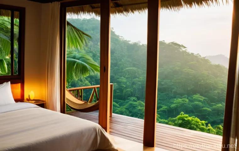 태국의 환경 친화적 리조트 - **Prompt 1: Serene Morning in a Thai Eco-Bungalow.**
    A peaceful, soft-lit scene of a person in t...