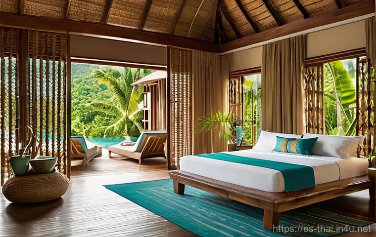 태국의 환경 친화적 리조트 - **Prompt 1: Serene Morning in a Thai Eco-Bungalow.**
    A peaceful, soft-lit scene of a person in t...