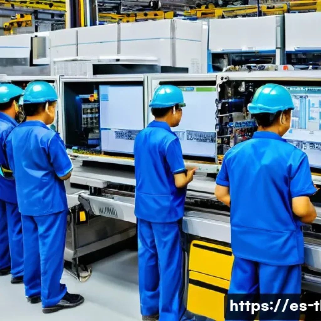 태국 주요 산업 - A highly detailed industrial scene inside a modern Thai manufacturing plant in Bangkok, showcasing a...