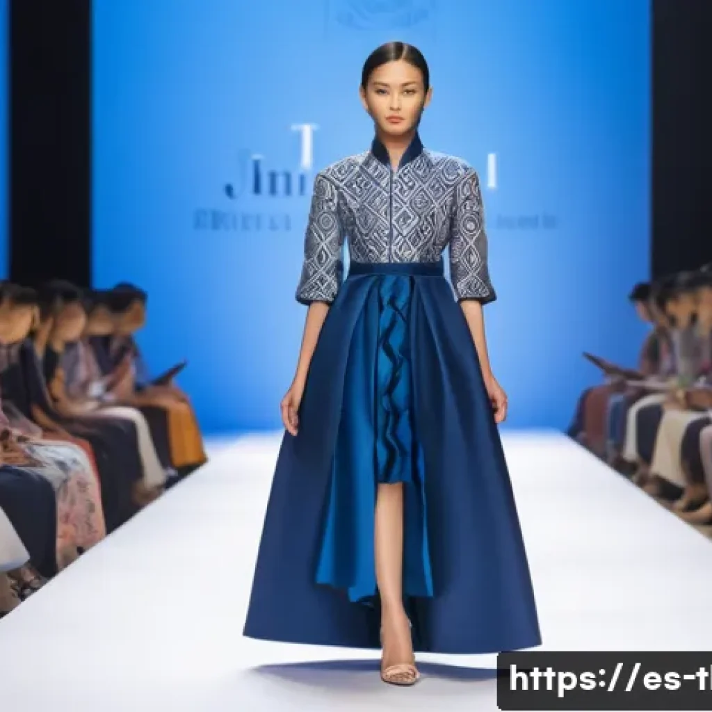 태국에서 주목받는 디자이너 - A modern Thai fashion runway scene featuring models wearing elegant garments that blend traditional ...