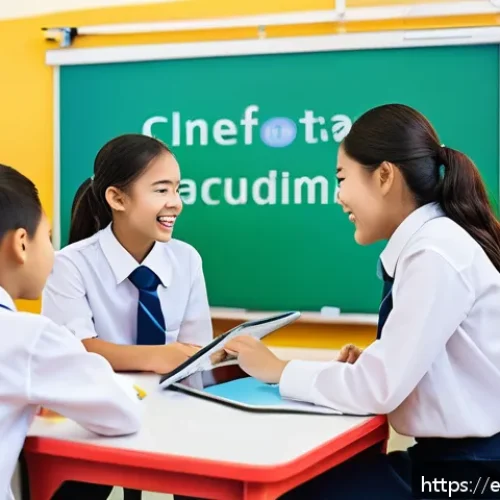 Home 17 태국의 교육 시스템 - A vibrant classroom scene in a modern Thai school featuring diverse students actively engaged in a c...