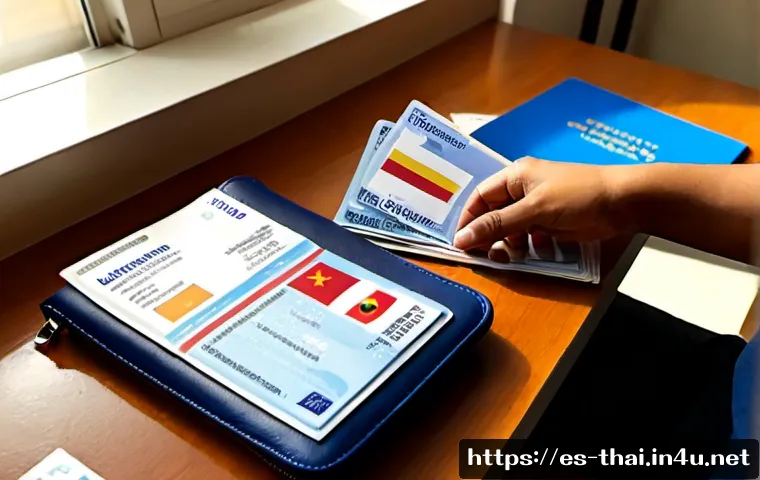 태국 유학 준비 팁 - Photorealistic editorial scene of a Spanish university student preparing for study abroad in Thailan...