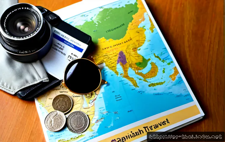 Home 17 태국과 인접 국가 여행 - Photorealistic travel planning scene for a Spanish-speaking traveler exploring Thailand and neighbor...